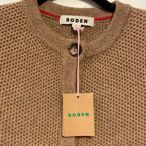 New Boden Wool Blend Textured Cardigan Praline Brown 4, S $165 - Picture 7 of 8